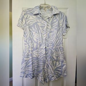 New - Billabong Blue and White Tropical Romper - Pockets - Size Small
